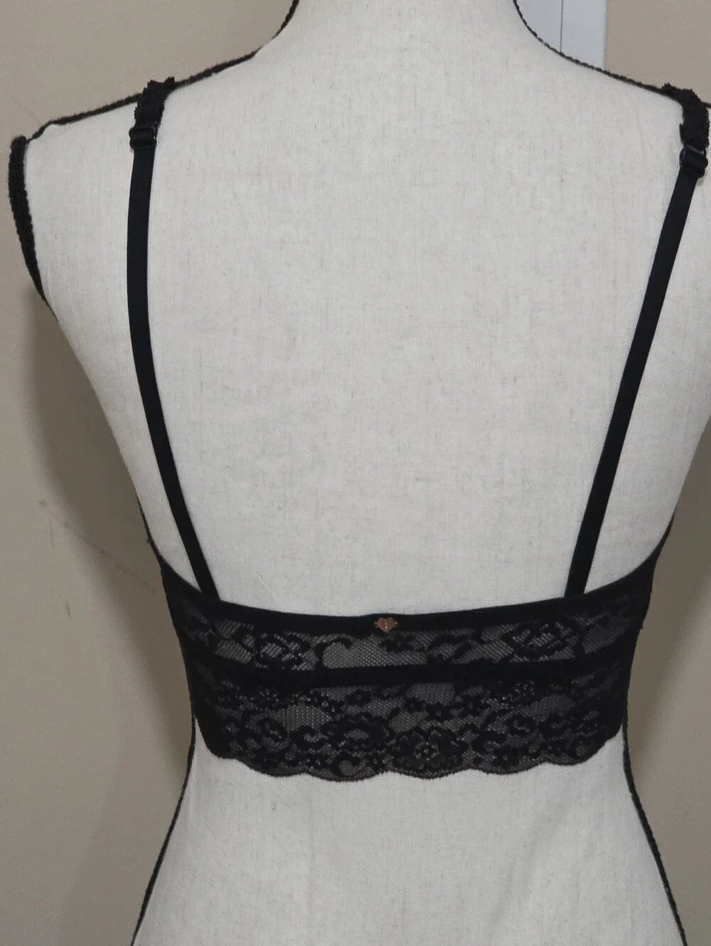 PINK Victoria's Secret Black Lace sheer bling rhinestones Bralette